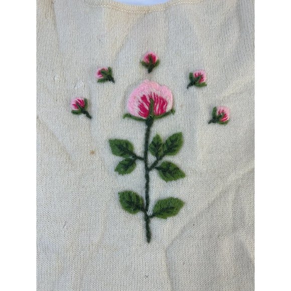 Vintage Wool Felted Yarn Country Floral Mini Micro Sweater Dress - Picture 6 of 11